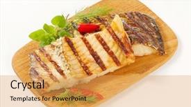  Presentation with bone fish - Beautiful theme featuring fish bone - grilled carp with chili pepper backdrop and a yellow colored foreground