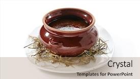  Presentation with bone fish - PPT layouts with fish bone - rich rustic soup in clay background and a coral colored foreground