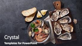  Presentation with seafood - Slides featuring fish border - fresh seafood on stone table background and a dark gray colored foreground