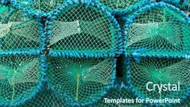  Presentation with blue green - Slides having fish cage - closeup of blue and green background and a ocean colored foreground