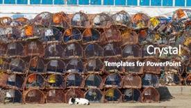  Presentation with crab - Presentation theme with fish cage - stack of crab traps is background and a tawny brown colored foreground
