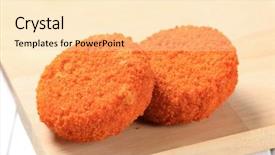  Presentation with cheese - PPT theme featuring fish cake - fried breaded cheese background and a lemonade colored foreground