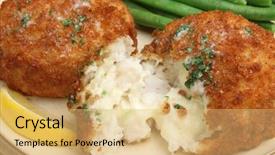  Presentation with green coffee beans - Theme featuring fish cake - haddock fishcakes served with green background and a yellow colored foreground