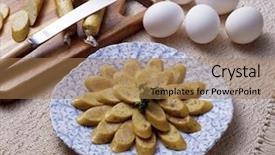  Presentation with korean - Theme having fish cake - korean pancake background and a coral colored foreground