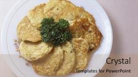  Presentation with korean - Presentation having fish cake - korean pancake background and a coral colored foreground