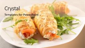  Presentation with pastry cream - Amazing presentation theme having fish cake - puff pastry roll with cheese backdrop and a lemonade colored foreground