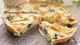  Presentation with set of sushi salmon - Presentation design having fish cake - quiche with asparagus and salmon background and a coral colored foreground