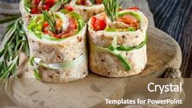 Presentation with salmon fish - PPT theme having fish cake - salmon lavash rolls with fresh background and a coral colored foreground