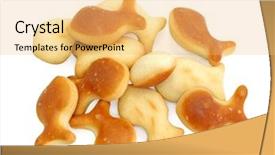  Presentation with salty - Presentation featuring fish cake - salty cracker isolated on white background and a yellow colored foreground