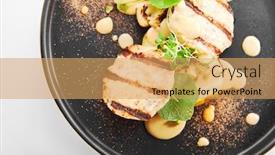  Presentation with culinary - Slide set consisting of fish-cakes-top-view-tasty background and a yellow colored foreground