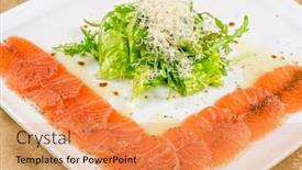  Presentation with salad - Amazing presentation having fish carpaccio with salad and mozzarella backdrop and a coral colored foreground