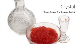  Presentation with vodka - PPT theme having fish caviar and glass of vodka on a white background background and a white colored foreground