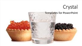  Presentation with vodka - Presentation featuring fish caviar and glass of vodka on white background background and a white colored foreground