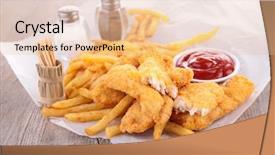  Presentation with chip - Amazing PPT layouts having fish chip - french fries and fried chicken backdrop and a  colored foreground