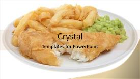  Presentation with fish and chips - Beautiful PPT theme featuring fish chips and mushy peas backdrop and a yellow colored foreground