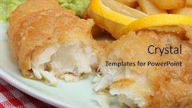  Presentation with fish and chips - Slides with fish chips and mushy peas background and a yellow colored foreground