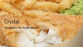  Presentation with peas - PPT theme featuring fish chips and mushy peas background and a yellow colored foreground
