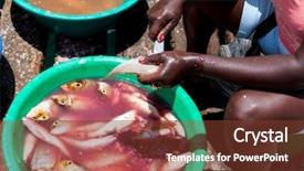  Presentation with african american women in computer - Beautiful PPT theme featuring fish cleaning african women clean backdrop and a tawny brown colored foreground