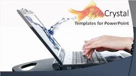 Presentation with goldfish - Beautiful theme featuring motion technology - goldfish and laptop backdrop and a white colored foreground
