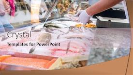  Presentation with supermarket - Beautiful PPT layouts featuring fish-counter-in-the-supermarket backdrop and a lemonade colored foreground