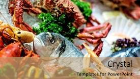  Presentation with crab - Colorful theme enhanced with fish crab and other seafood backdrop and a coral colored foreground