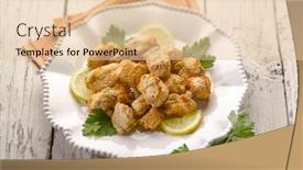  Presentation with focus - Slide deck having fish croquettes selective focus background and a lemonade colored foreground
