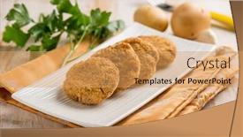  Presentation with garlic - Presentation with fish-croquettes-with-garlic background and a yellow colored foreground