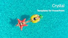  Presentation with floating - Theme consisting of fish crystal - aerial view of man background and a teal colored foreground