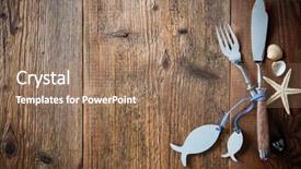  Presentation with cutlery - Colorful theme enhanced with fish cutlery tied with empty backdrop and a  colored foreground