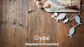  Presentation with cutlery - PPT layouts enhanced with fish cutlery tied with empty background and a tawny brown colored foreground