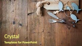  Presentation with restaurant pub menu - Cool new slides with fish cutlery tied with empty backdrop and a  colored foreground