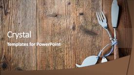  Presentation with restaurant pub menu - Beautiful PPT theme featuring fish cutlery tied with empty backdrop and a coral colored foreground