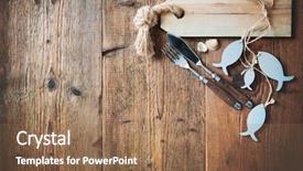  Presentation with cutlery - PPT layouts featuring fish cutlery tied with empty background and a  colored foreground