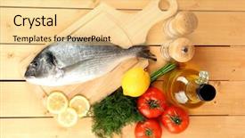  Presentation with lemon - Slide deck enhanced with vegetables on wooden table background and a blonde colored foreground