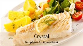  Presentation with fish - Slides enhanced with fish dish - fish fillet background and a coral colored foreground