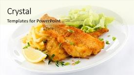  Presentation with fish - Audience pleasing presentation theme consisting of fish dish - fried fish fillet backdrop and a blonde colored foreground