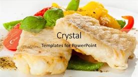  Presentation with trout fish file - Slides featuring fish dish - fried fish fillet background and a yellow colored foreground