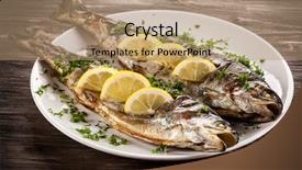  Presentation with trout fish file - Theme having fish dish - fried fish fillet background and a coral colored foreground