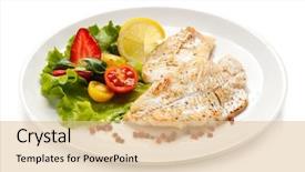  Presentation with fish - Slide deck having fish dish - fried fish fillet background and a lemonade colored foreground