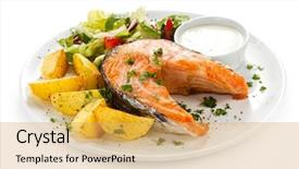  Presentation with salmon grilled fish salmon grilled - Colorful presentation theme enhanced with fish dish - grilled salmon baked potatoes backdrop and a  colored foreground