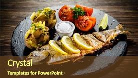  Presentation with trout - Colorful PPT layouts enhanced with fish dish - roast trout backdrop and a tawny brown colored foreground