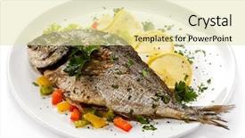  Presentation with fish - Amazing PPT theme having fish dish - roasted fish backdrop and a blonde colored foreground