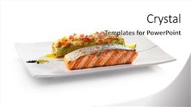  Presentation with bbq - PPT theme with fish dish - salmon bbq steak with cannelloni background and a white colored foreground