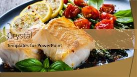  Presentation with fish - Colorful slides enhanced with fish-dish-fried-cod-fillet backdrop and a yellow colored foreground