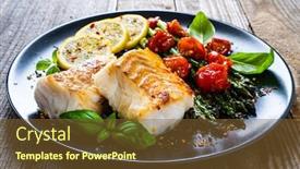  Presentation with asparagus - Audience pleasing PPT theme consisting of fish-dish-fried-cod-fillet backdrop and a tawny brown colored foreground