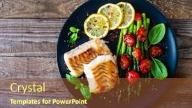  Presentation with fish - Cool new presentation theme with fish-dish-fried-cod-fillet backdrop and a red colored foreground