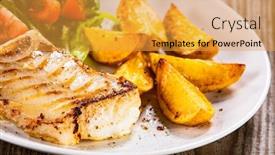  Presentation with fish - Audience pleasing slide set consisting of fish-dish-fried-cod-fillet backdrop and a yellow colored foreground