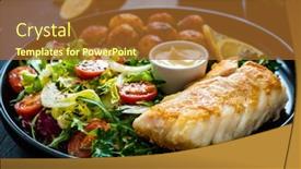  Presentation with fish - PPT theme consisting of fish-dish-fried-cod-fillet background and a red colored foreground