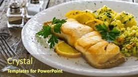  Presentation with cabbage - PPT theme consisting of fish-dish-fried-cod background and a  colored foreground