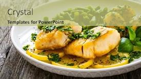  Presentation with beans - Slides with fish-dish-fried-cod background and a yellow colored foreground